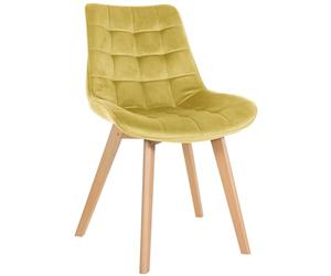 CLP Chaise Brook I Chaise de Salle à Manger piquée sur Velours I Structure à Quatre Pieds en Bois | Couleur Jaune