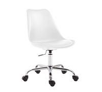 CLP Chaise Bureau Toulouse Plastique Similicuir I Assise rembourrée I Pičtement Métal Chromé I Hauteur Ajustable I Pivotant I roulettes, Couleur:Blanc