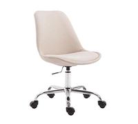CLP Chaise Bureau Toulouse Tissu Design au pičtement chromé ŕ Roulette maniable et Moderne avec Dossier et Assise rembourré, Ajustable en hauteu, Couleur:crčme