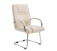 CLP Chaise Cantilever Attila Tissu avec Accoudoirs I Fauteuil Oscillant avec Piètement Luge Métal Chromé I Chaise De Salle A Manger Rembourrée, Couleur:crème