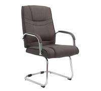 CLP Chaise Cantilever Attila Tissu avec Accoudoirs I Fauteuil Oscillant avec Piètement Luge Métal Chromé I Chaise De Salle A Manger Rembourrée, Couleur:Gris foncé