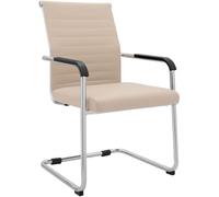 CLP Chaise Cantilever avec accoudoirs Hakon Moderne Salle a Manger rembourree Aspect Cuir Cadre Metal Chrome | Couleur crème