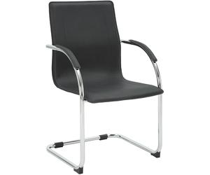 CLP Chaise Cantilever avec accoudoirs Noeleen, Chaise Moderne rembourree en Simili Cuir, Structure Metal Stable Jusqu a 150 kg Couleur:Noir