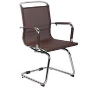 CLP Chaise Cantilever Barnet en Mèche I Chaise De Visiteur avec Pied Luge en Métal I Chaise Oscillante avec Accoudoirs, Couleur:Marron