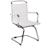 CLP Chaise Cantilever Barnet en Mèche I Chaise De Visiteur avec Pied Luge en Métal I Chaise Oscillante avec Accoudoirs, Couleur:Blanc