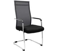 CLP Chaise cantilever Brenda avec revétement en maille et Pied luge en métal , Noir Noir