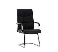 CLP Chaise Cantilever Caro en Similicuir I Chaise avec Dossier Et Accoudoirs I Chaise Confortable Rembourrée avec Piètement Luge en Métal, Couleur:Noir