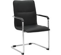 CLP Chaise Cantilever Seattle avec accoudoirs, Chaise de Salle a Manger Moderne rembourree en Similicuir, piement Effet Chrome, Couleur:Noir