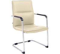 CLP Chaise Cantilever Seattle Similicuir - Chaise Design avec Piétement Luge - Assise et Dossier et Accoudoirs Rembourrés - Confortable et Ergon, Couleur:crème