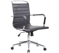 CLP Chaise de bureau Barton en similicuir ou cuir véritable , Noir /Véritable cuir Noir G