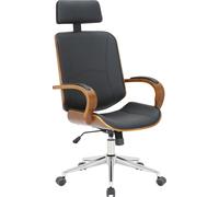 CLP Chaise de bureau Dayton avec appui-tête et roulettes à roulement souple,noix/noir