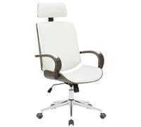 CLP Chaise de bureau Dayton – Similicuir, appuie-tête, réglage en hauteur, rotation 360°, Blanc/Gris
