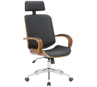 CLP Chaise De Bureau Dayton Revêtue De Similicuir I Chaise De Bureau avec Appui-Tête I Chaise Pivotante À 360°, Réglable en Hauteur, Couleur:Noyer/Noir