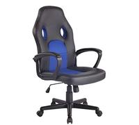CLP Chaise de bureau Elbing en similicuir , Noir / Bleu Noir/Bleu