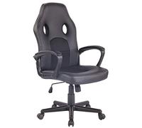 CLP Chaise De Bureau Elbing en Similicuir I Assise Rembourrée A Effet Matelassé I Support avec 5 roulettes en Etoile, Couleur:Noir/Noir