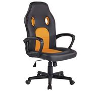 CLP Chaise De Bureau Elbing en Similicuir I Assise Rembourrée A Effet Matelassé I Support avec 5 roulettes en Etoile, Couleur:Noir/Jaune