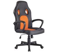 CLP Chaise de bureau Elbing en similicuir , Noir / Orange