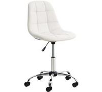 CLP Chaise De Bureau Emil Similicuir I Sičge Matelassé I Pivotante I Support Métal Chromé ŕ 5 roulettes I Assise Rembourrée Hauteur Réglable, Couleur:Blanc