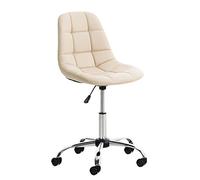CLP Chaise De Bureau Emil Similicuir I Sičge Matelassé I Pivotante I Support Métal Chromé ŕ 5 roulettes I Assise Rembourrée Hauteur Réglable, Couleur:crčme