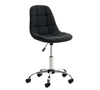 CLP Chaise De Bureau Emil Tissu I Chaise De Travail avec Siège Rembourré Matelassé I Piètement en Métal Chromé 5 roulettes I Hauteur Réglable, Couleur:Noir