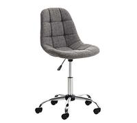CLP Chaise De Bureau Emil Tissu I Chaise De Travail avec Siège Rembourré Matelassé I Piètement en Métal Chromé 5 roulettes I Hauteur Réglable, Couleur:Gris Clair