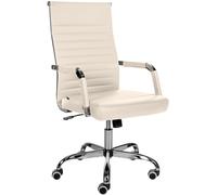 CLP Chaise de bureau Amadora – Ergonomique, réglable en hauteur, pivotante 360° – Similicuir Crème