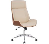 CLP Fauteuil de bureau Varel – Similicuir, accoudoirs, pivotant réglable en hauteur, Noyer/Crème