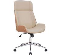 CLP Fauteuil de bureau Varel en similicuir avec coque de siège en bois , Nature / Crème Nature / Crème G