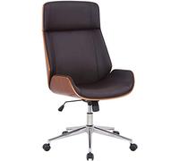 CLP Chaise de bureau Varel - Ergonomique, accoudoirs, pivotante réglable en hauteur - Noyer/Marron