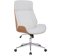 CLP Chaise de bureau Varel - Ergonomique, accoudoirs, pivotante réglable en hauteur - Nature/Blanc