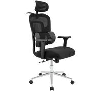 CLP Chaise de Bureau Ergonomique avec Appui-tête Lothenda, Chaise réglable en Hauteur avec Support Lombaire et accoudoirs 3D, Couleur:Noir
