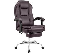 CLP Chaise de bureau Castle – Ergonomique, repose-pieds, similicuir, réglable en hauteur Marron