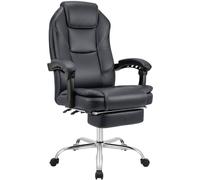CLP Chaise de bureau Castle – ergonomique, similicuir, repose-pieds, pivotante, réglable, Noir