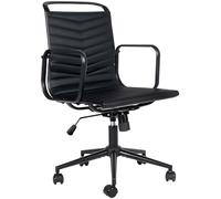 CLP Chaise de Bureau Ergonomique en Similicuir Bakers, Réglable en Hauteur avec Mécanisme Inclinable et roulettes, Supportant jusqu'à 150 kg, Couleur:Noir