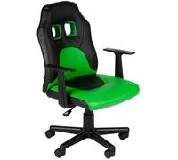 CLP Chaise de Bureau Ergonomique Fun pour Enfants et Adolescents, avec revętement en Simili Cuir, accoudoirs Amovibles, Couleur:Noir/Vert