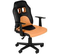CLP Chaise de Bureau Ergonomique Fun pour Enfants et Adolescents, avec revętement en Simili Cuir, accoudoirs Amovibles, Couleur:Noir/Orange