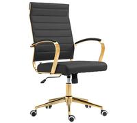 CLP Chaise De Bureau Ergonomique Havanna Similicuir I Chaise De Bureau Réglable en Hauteur avec Piètement Métallique Doré Couleur:Noir