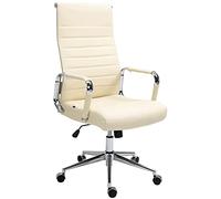 CLP Chaise De Bureau Kolumbus en Véritable Cuir I Fauteuil De Bureau Réglable en Hauteur Pivotant Piètement Mécanisme A Bascule Intégré, Couleur:crème