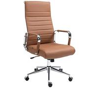 CLP Chaise De Bureau Kolumbus en Véritable Cuir I Fauteuil De Bureau Réglable en Hauteur Pivotant Piètement Mécanisme A Bascule Intégré, Couleur:Brun Clair