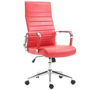 CLP Chaise De Bureau Ergonomique Kolumbus en Similicuir I Fauteuil De Bureau Réglable en Hauteur Pivotant Piètement Mécanisme A Bascule Intégré, Couleur:Rouge