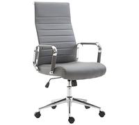 CLP Chaise De Bureau Ergonomique Kolumbus en Similicuir I Fauteuil De Bureau Réglable en Hauteur Pivotant Piètement Mécanisme A Bascule Intégré, Couleur:Gris