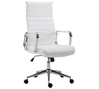 CLP Chaise De Bureau Ergonomique Kolumbus en Similicuir I Fauteuil De Bureau Réglable en Hauteur Pivotant Piètement Mécanisme A Bascule Intégré, Couleur:Blanc