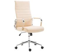 CLP Chaise De Bureau Ergonomique Kolumbus en Similicuir I Fauteuil De Bureau Réglable en Hauteur Pivotant Piètement Mécanisme A Bascule Intégré, Couleur:crème