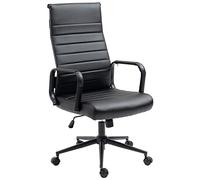 CLP Chaise De Bureau Ergonomique Kolumbus en Similicuir I Fauteuil De Bureau Réglable en Hauteur Pivotant Piètement Mécanisme A Bascule Intégré, Couleur:Noir/Noir