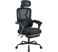 CLP Chaise de Bureau Ergonomique Liberton, avec Repose-Pieds et Appui-tête, réglable en Hauteur, Dossier en Maille avec Soutien Lombaire Couleur:Noir