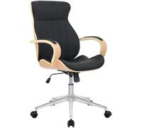 CLP Chaise de bureau Melilla - ergonomique, réglable en hauteur, accoudoirs simili-cuir, Nature/Noir