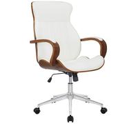 CLP Chaise de Bureau Ergonomique Melilla, réglable en Hauteur et pivotante, avec Dossier inclinable et accoudoirs en Simili-Cuir, Couleur:Noyer/Blanc