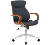 CLP Chaise de Bureau Ergonomique Melilla, réglable en Hauteur et pivotante, avec Dossier inclinable et accoudoirs en Simili-Cuir, Couleur:Noyer/Noir