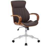 CLP Chaise de Bureau Ergonomique Melilla, réglable en Hauteur et pivotante, avec Dossier inclinable et accoudoirs en Simili-Cuir, Couleur:Noyer/Marron