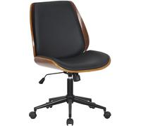 CLP Chaise de Bureau Mitch I avec Assise en Bois et Fonction basculante I Chaise de Bureau à roulettes réglable en Hauteur, Couleur:Noyer/Noir, Couleur du Cadre:Noir